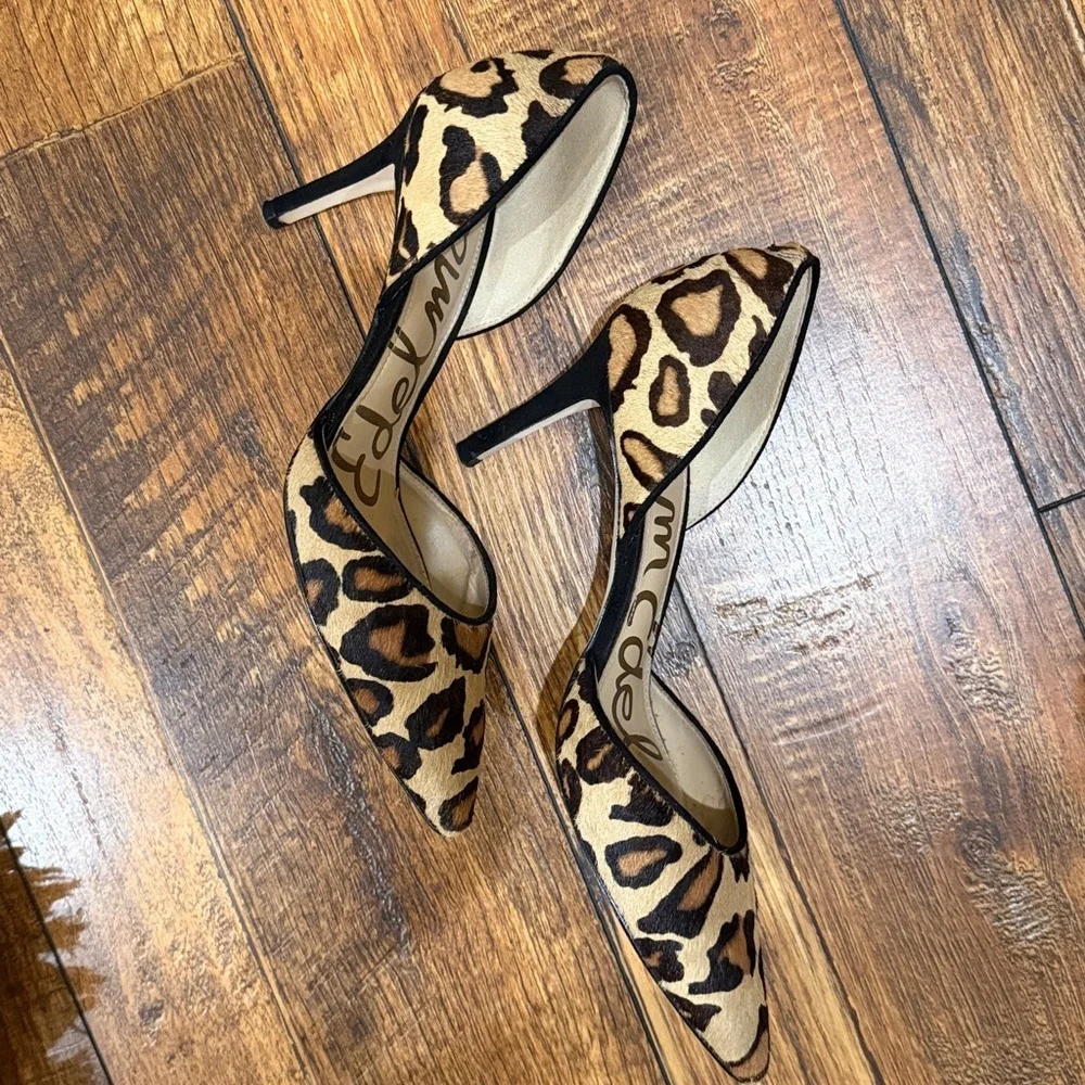 Sam Edelman Tesla Leopard Calf-hair D'Orsay pumps 7